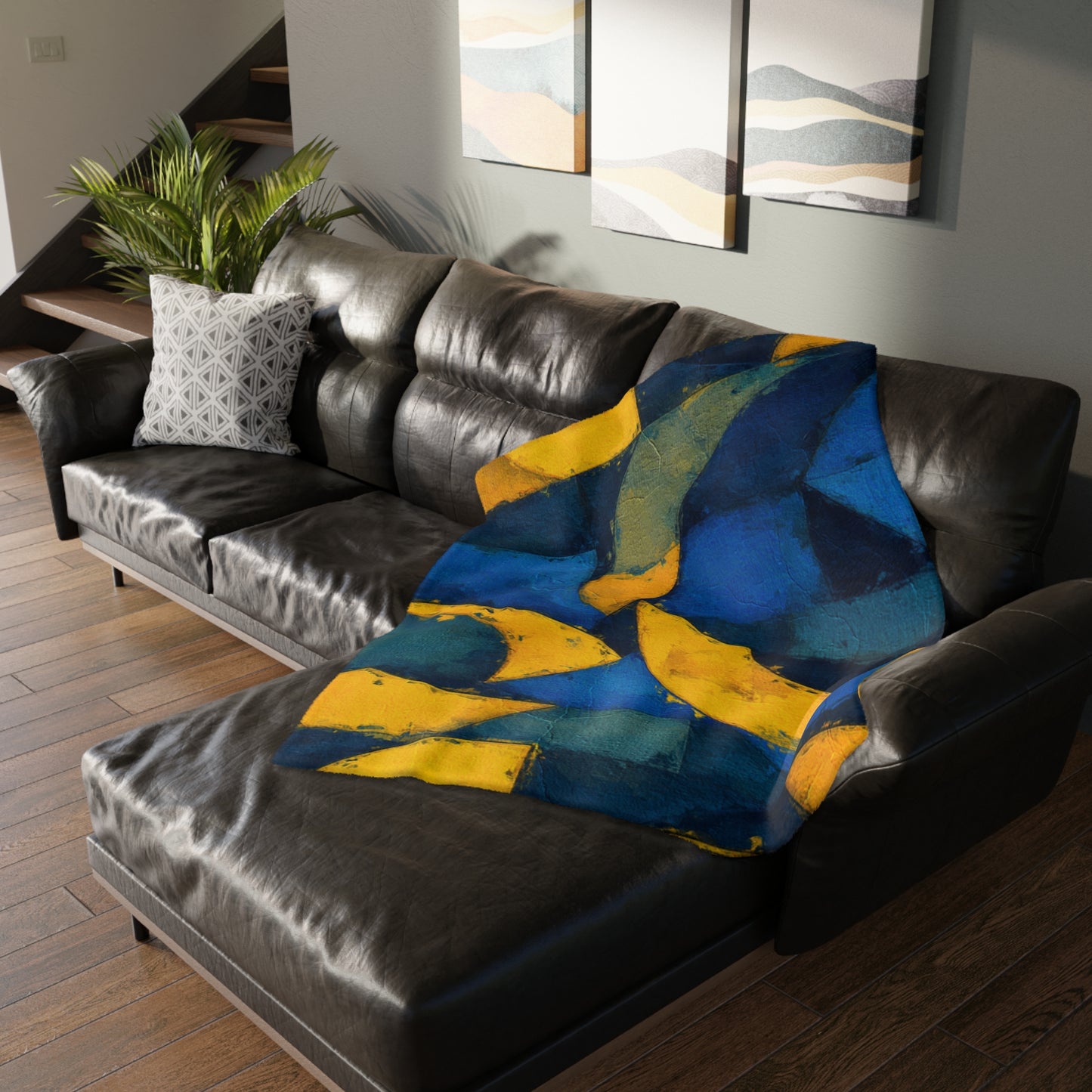 Celestial Moon & Sun Velveteen Throw Blanket | Abstract Geometric Decor