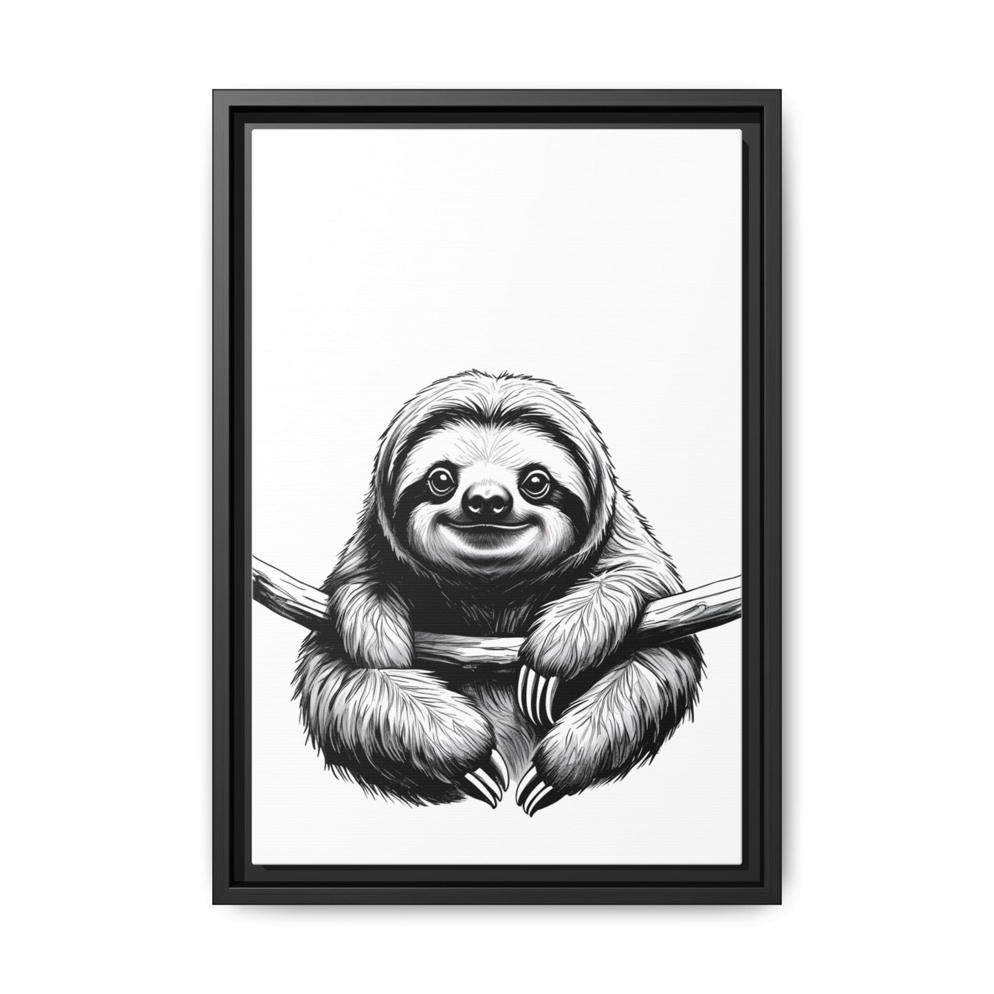 Adorable Sloth Hanging from Tree Branch Black & White Animal Wall Art, Cute Sloth Print, Jungle Theme Nursery Decor, Baby Shower Gift