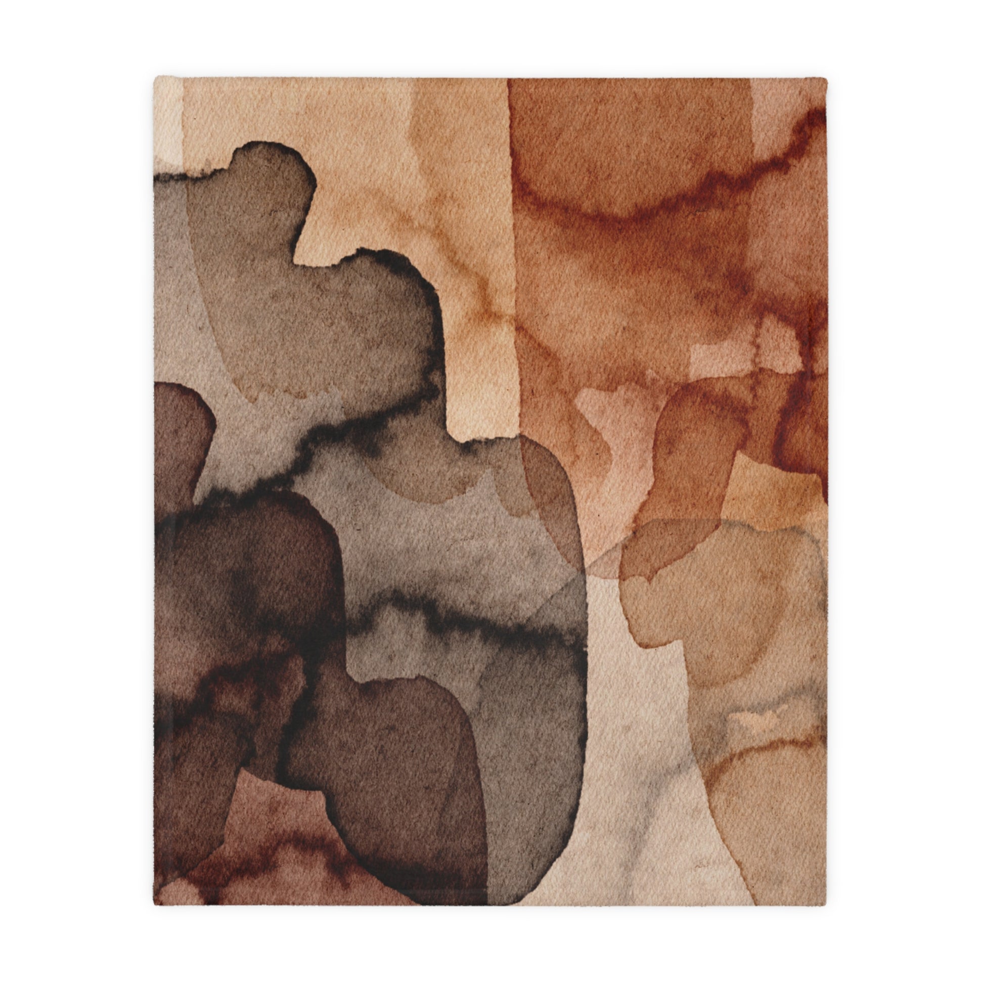 Abstract art piece with brown and beige colors on a white background