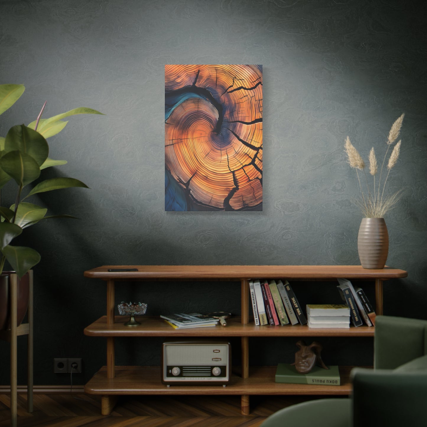 Colorful Wood Ring Canvas Wall Art, Abstract Tree Slice Print, Modern Rustic Decor, Vibrant Tree Rings Art on Canvas, Earthy Boho Wall Print