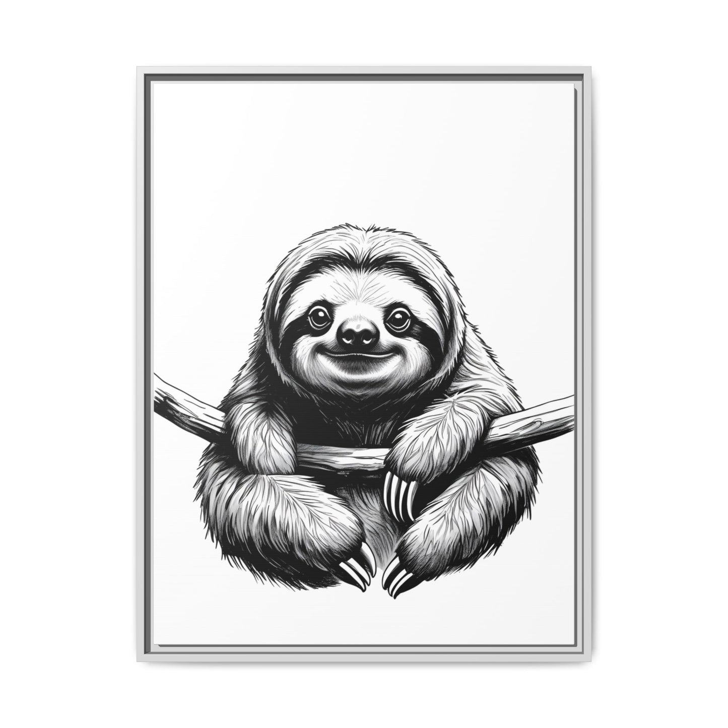 Adorable Sloth Hanging from Tree Branch Black & White Animal Wall Art, Cute Sloth Print, Jungle Theme Nursery Decor, Baby Shower Gift