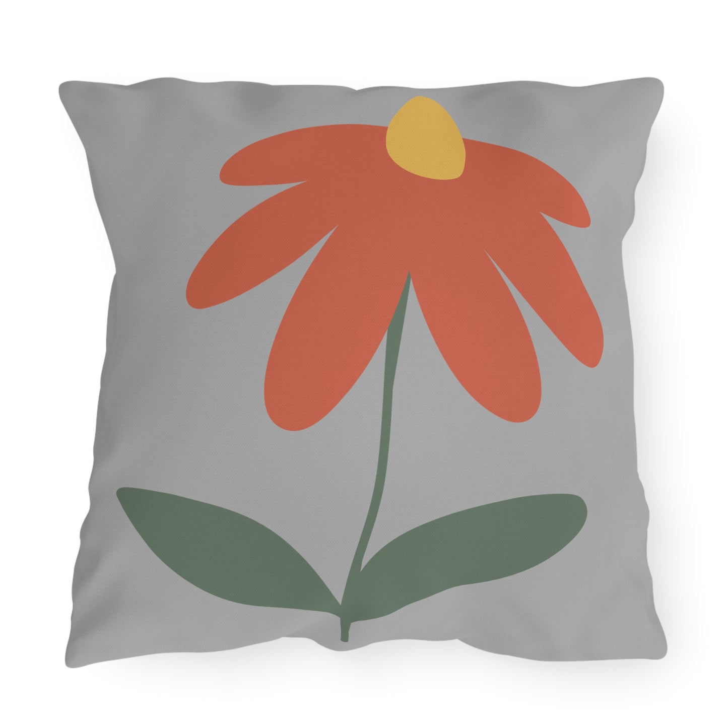 Boho Floral Outdoor Pillow – Orange Flower Patio Cushion, Garden Gift