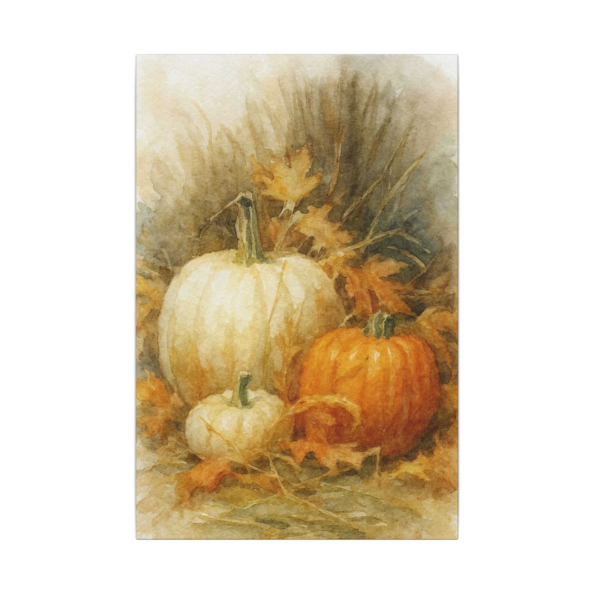 Decorative image of pumpkins and leaves on a textured background