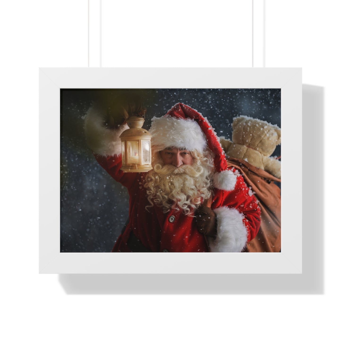 Christmas Wall Art Vintage Santa Claus with Lantern and Toy Bag | Vintage Mantle Art