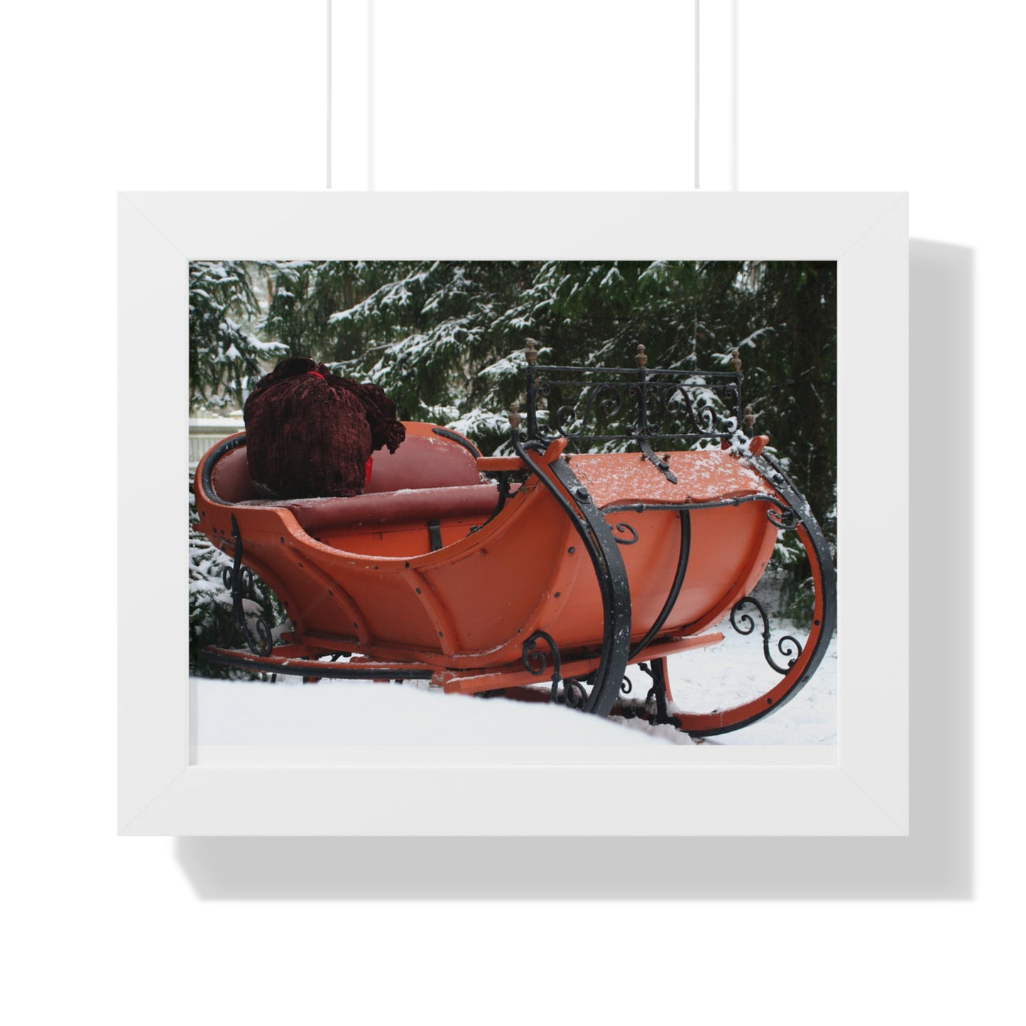 Santa Sleigh Christmas Wall Poster Art Santa's Sleigh Snowy Scene Mantle Art