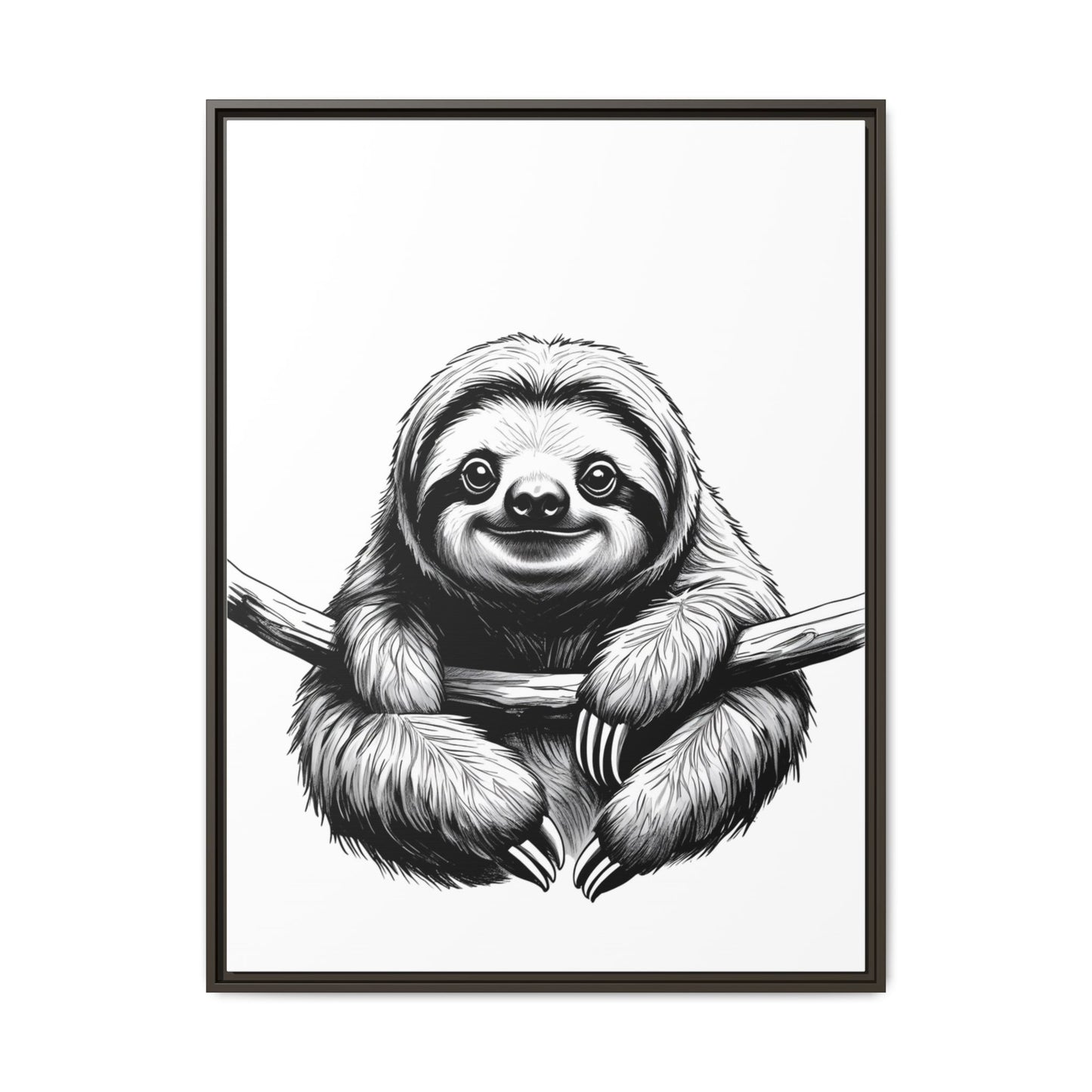 Adorable Sloth Hanging from Tree Branch Black & White Animal Wall Art, Cute Sloth Print, Jungle Theme Nursery Decor, Baby Shower Gift