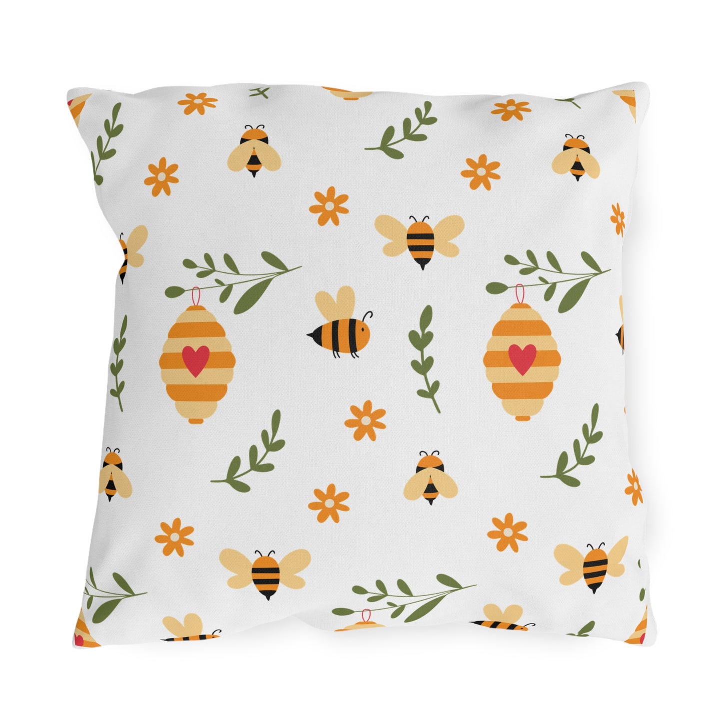 Bee Garden Outdoor Pillow | Beehive Cottage Chic Decor Cushion