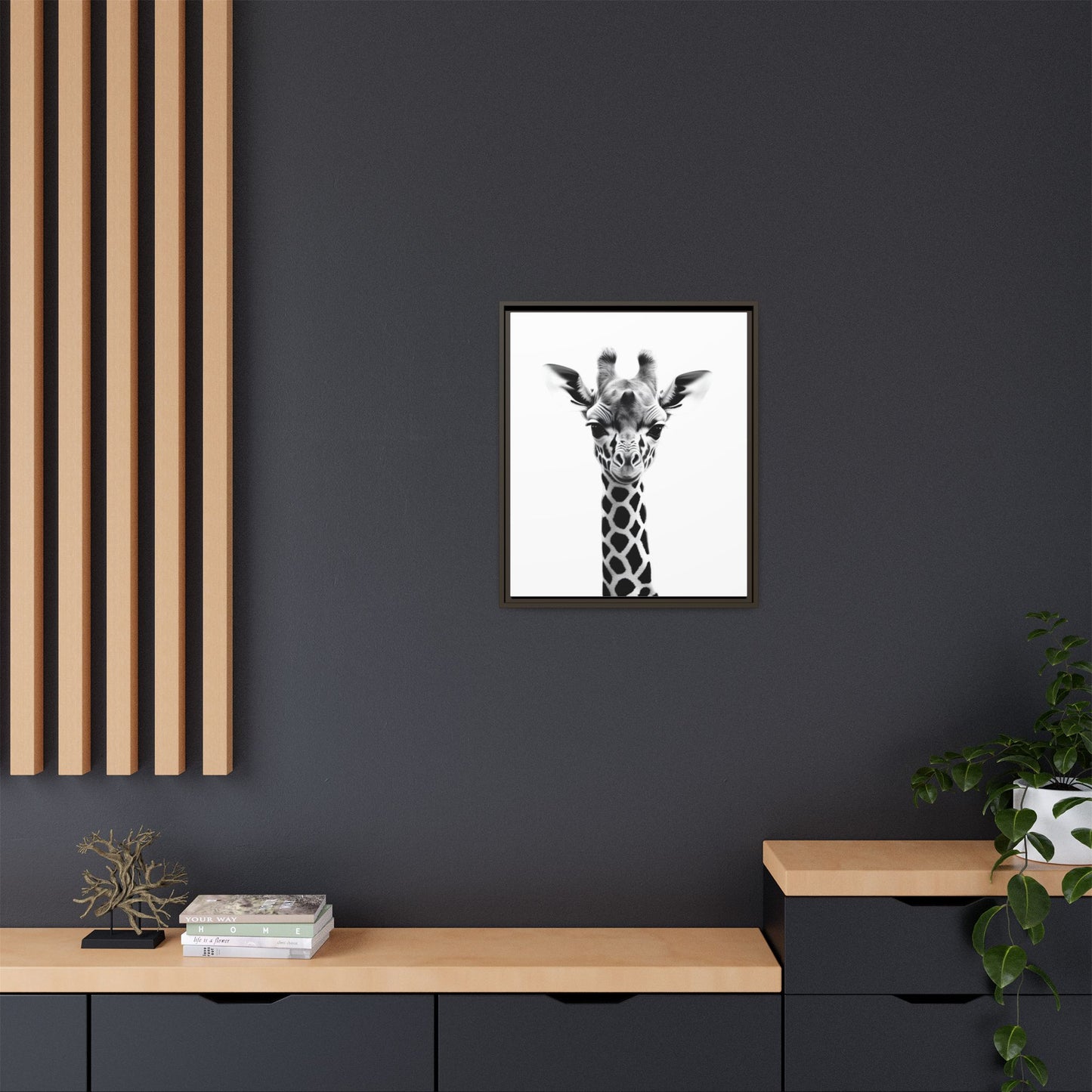Baby Giraffe Wall Art Black & White Wildlife Photography Print, Cute Giraffe Lover Gift