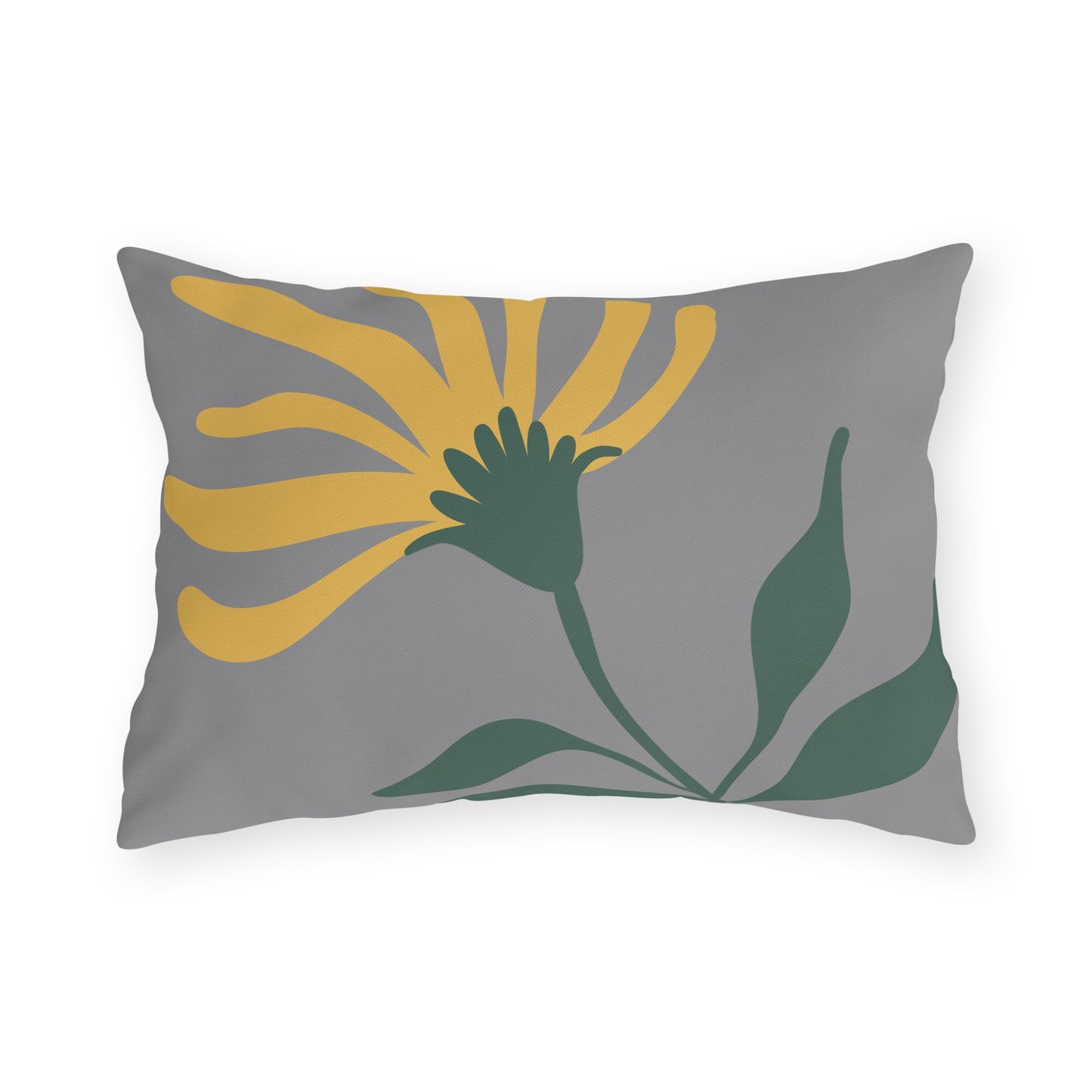 Yellow Flower Outdoor Throw Pillow | Gray Floral Patio Cushion
