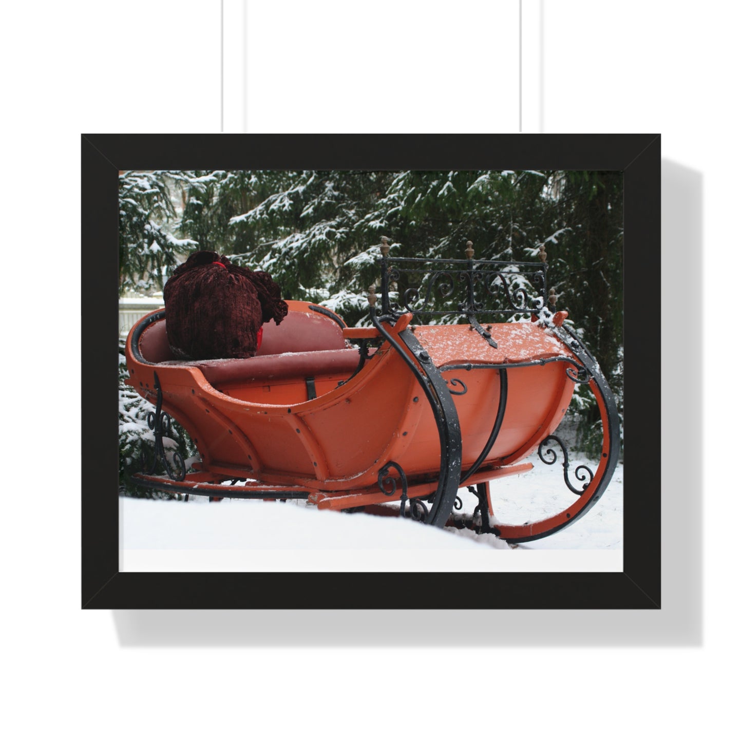 Santa Sleigh Christmas Wall Poster Art Santa's Sleigh Snowy Scene Mantle Art