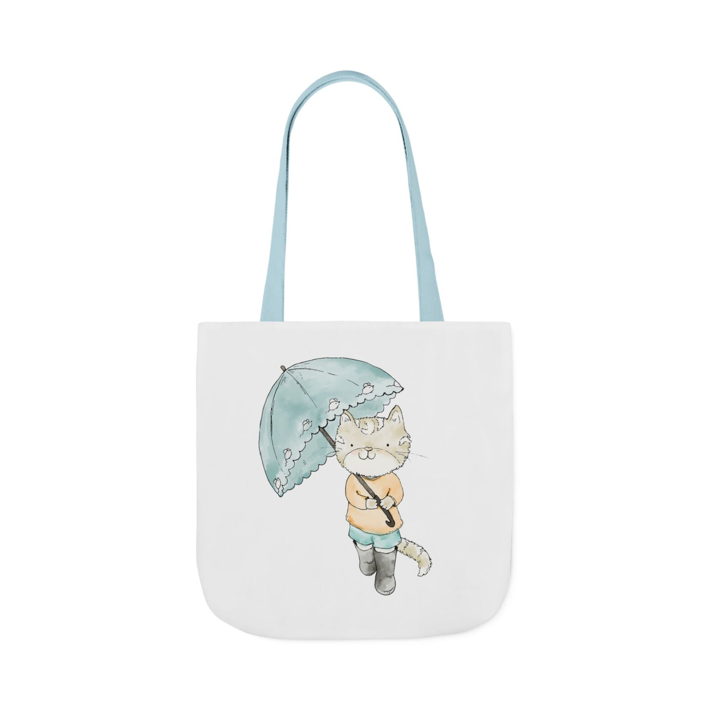 Cat Lover Tote Bag Cute Kitty with Umbrella Rain Boots Cat Lover Eco Tote Bag