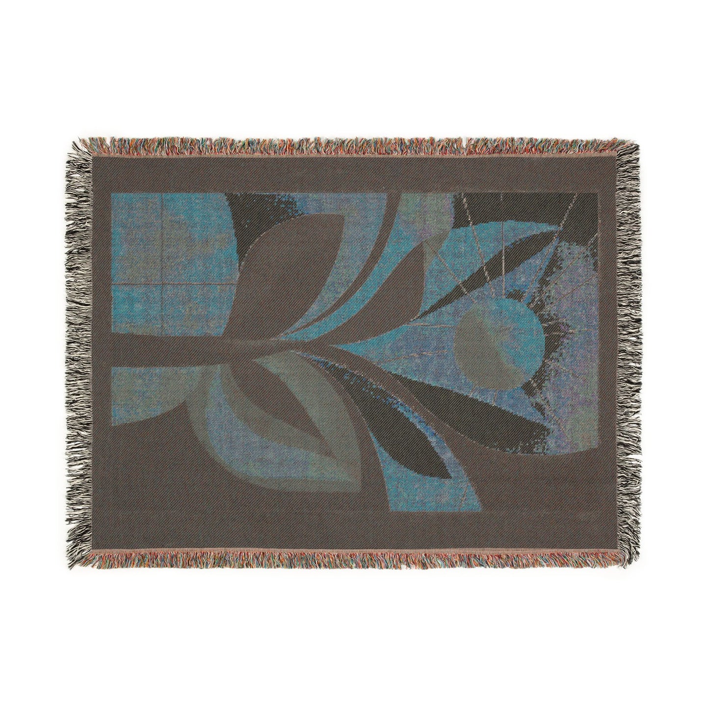 Modern Abstract Woven Throw Blanket | Mid Century Boho Tapestry | Neutral Geometric Home Decor