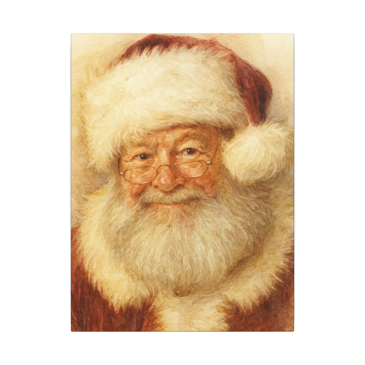 Vintage Santa Claus Portrait Canvas Wall Art – Unframed Christmas Décor Mantle Art