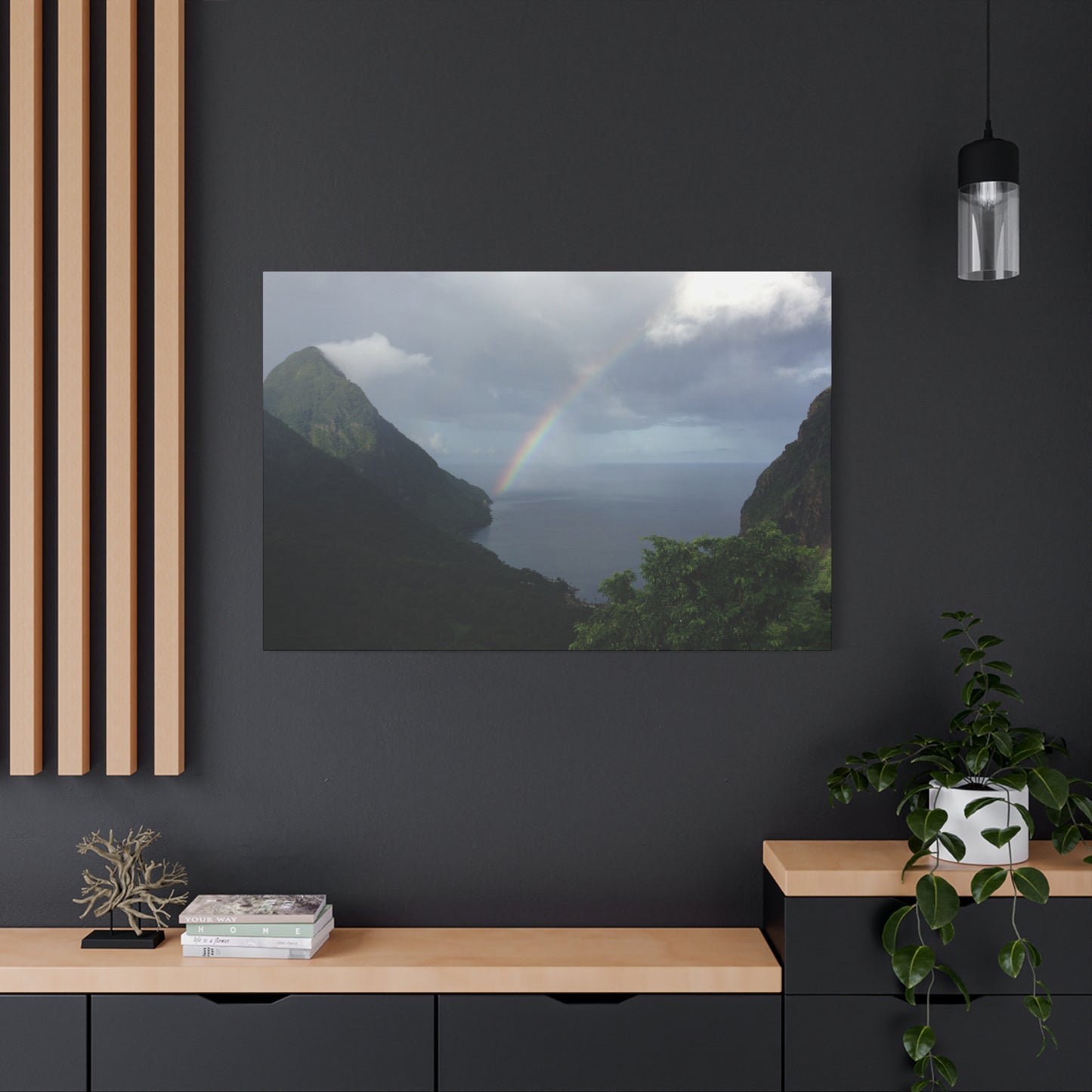 St. Lucia Pitons Rainbow Canvas Art | Caribbean Landscape Photography