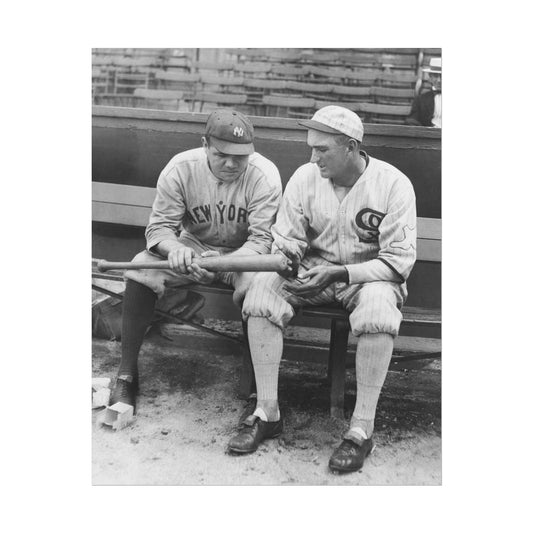 Babe Ruth & Shoeless Joe Jackson Vintage Baseball Poster, Classic Sports Photography Wall Art, Historic MLB Legends Print for Man Cave