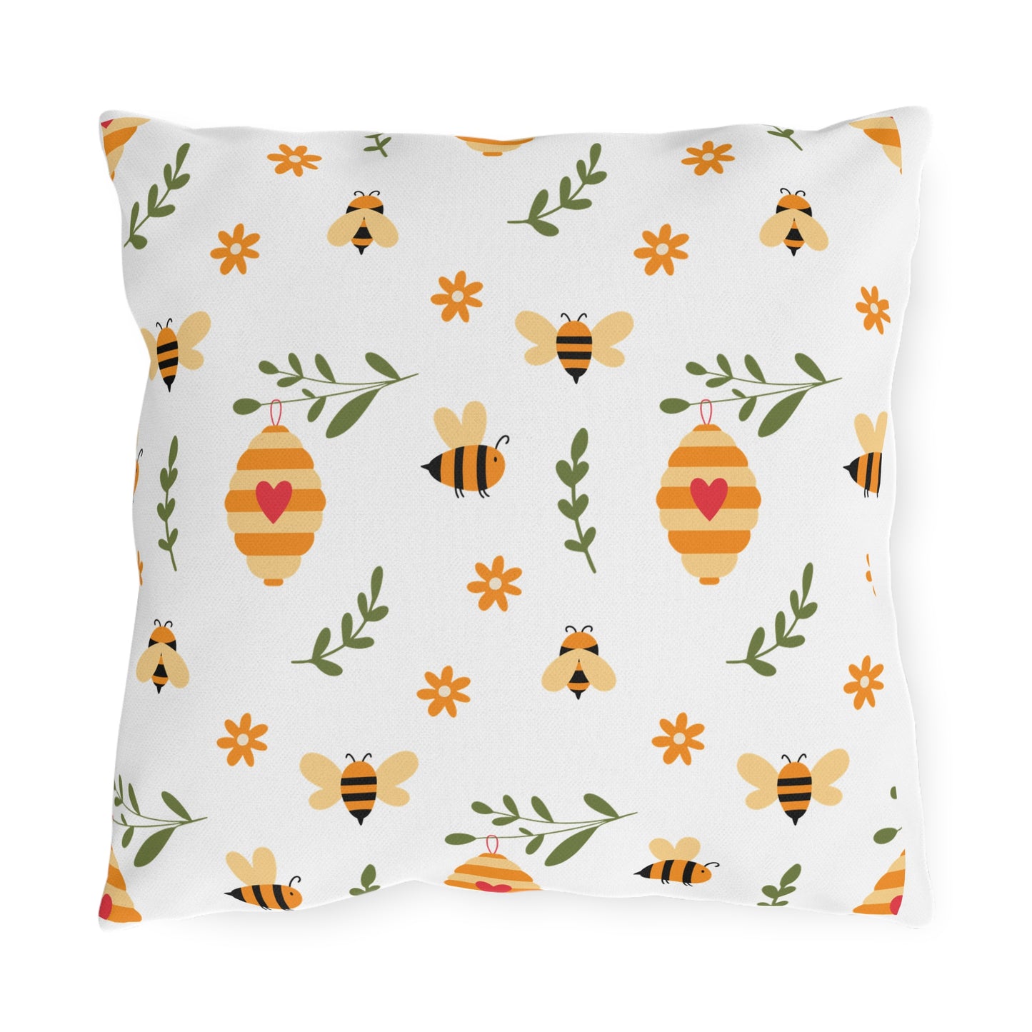 Bee Garden Outdoor Pillow | Beehive Cottage Chic Decor Cushion