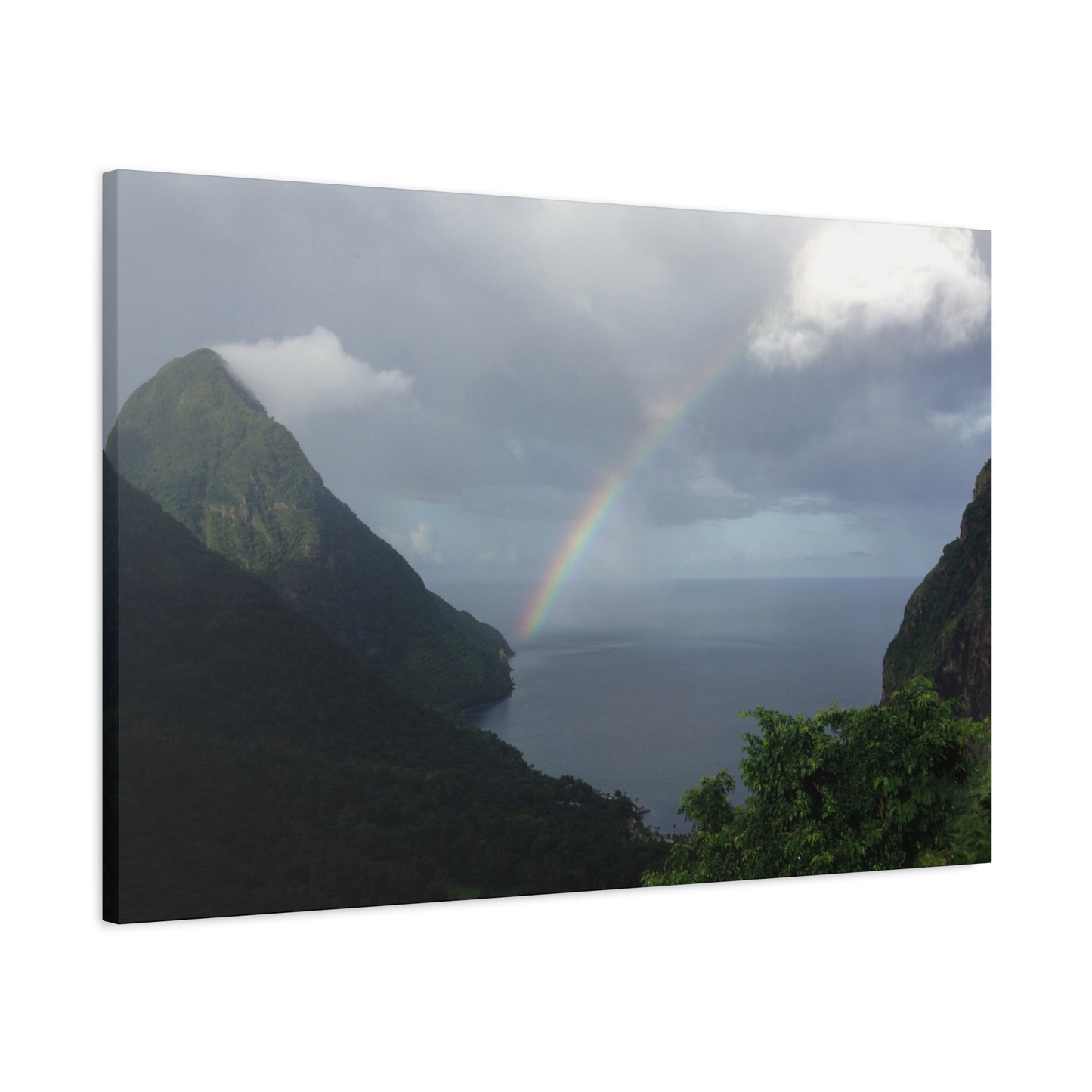 St. Lucia Pitons Rainbow Canvas Art | Caribbean Landscape Photography