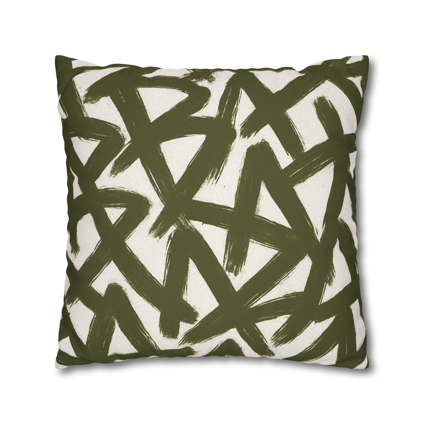 Throw Pillow Cover, Green Graffiti Brush Strokes Square Pillowcase Cover