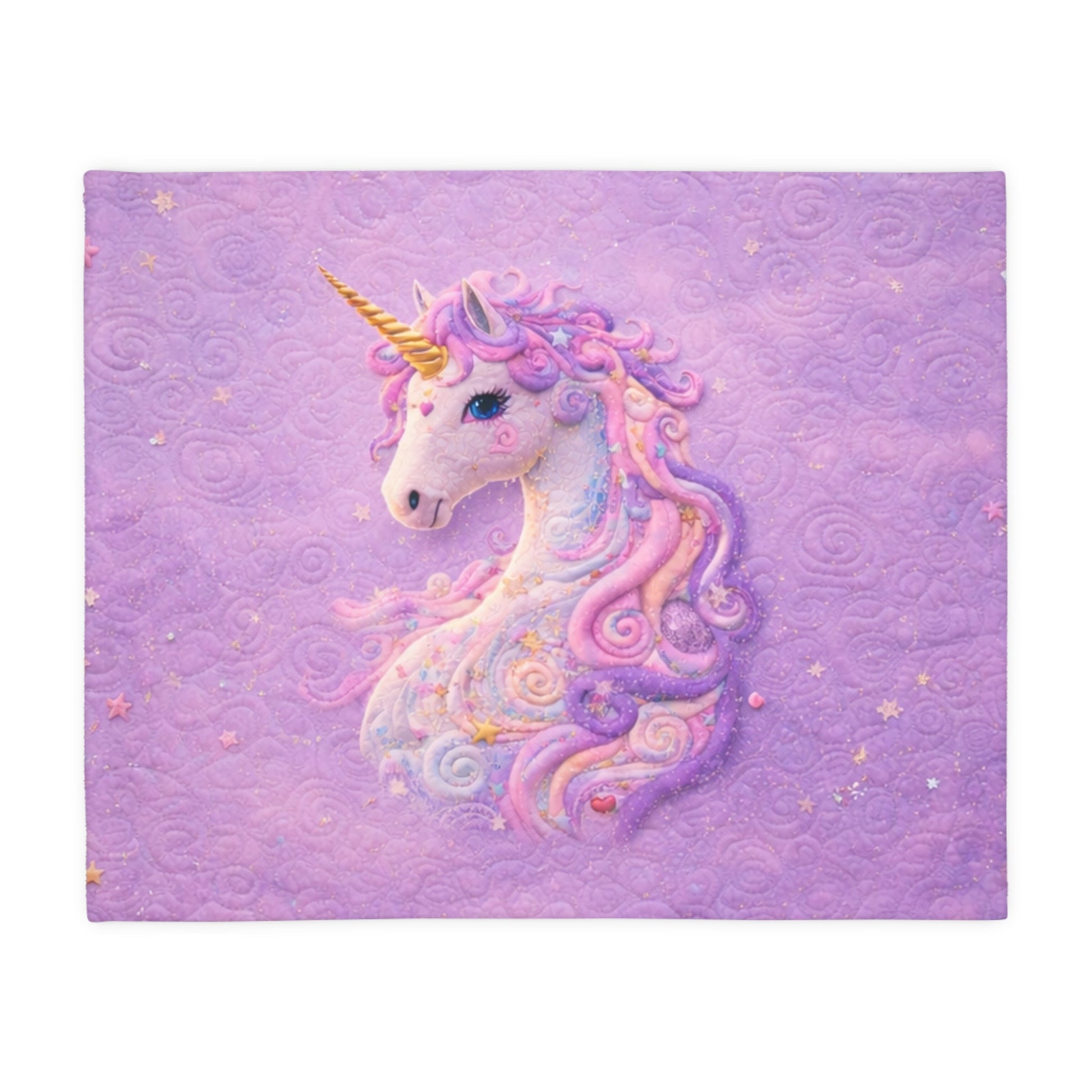 Fantasy unicorn on a purple background with stars