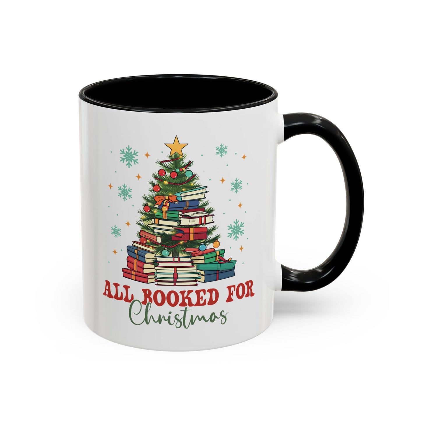 Christmas Booked Coffee Mug (11, 15oz) Holiday Book Lover Gift Festive Reading Mug Xmas Tree Teacher Gift