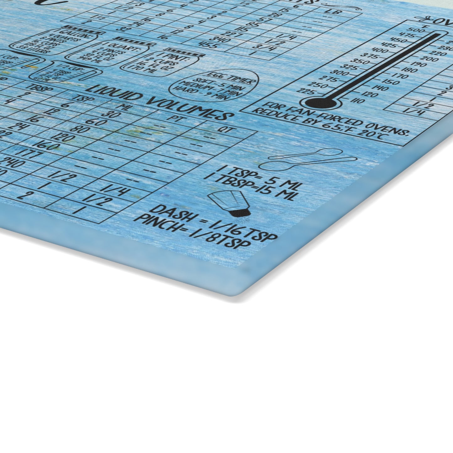 Glass Cutting Board with Conversion Charts | Baking Kitchen Gift
