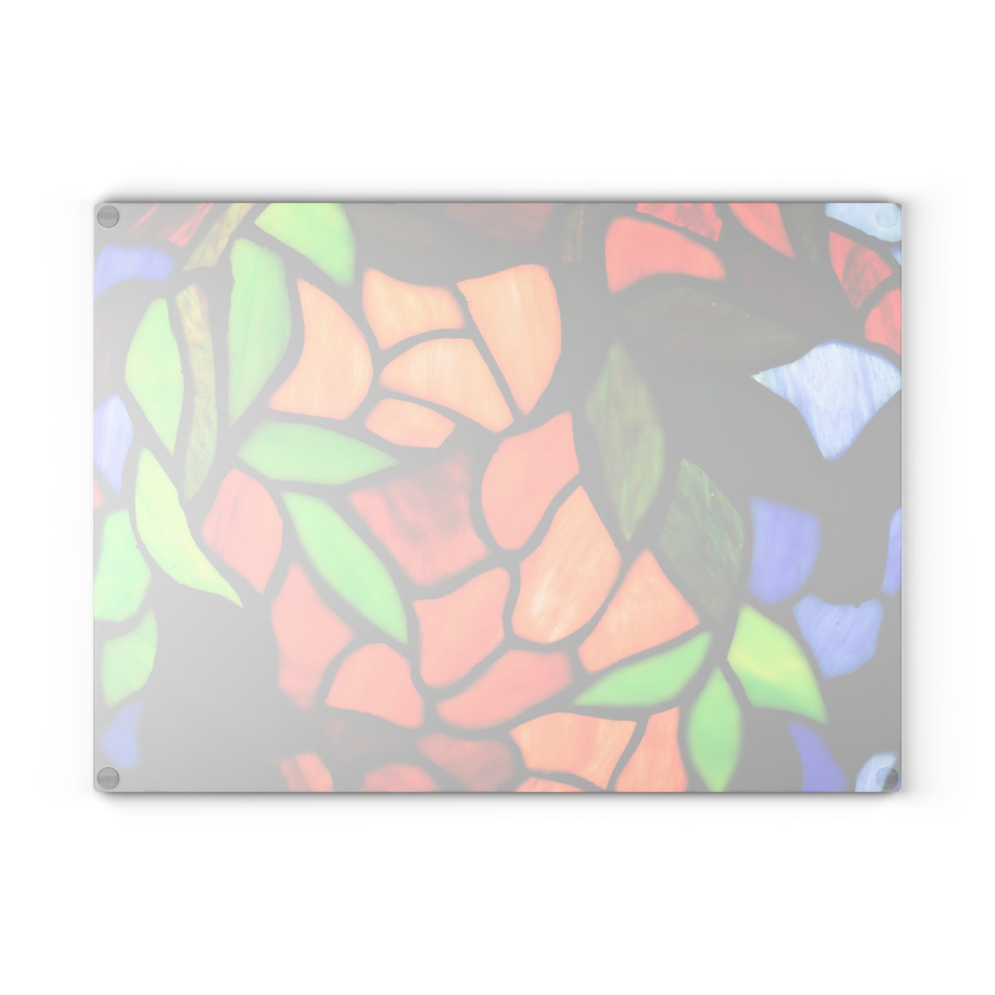 Stained Glass Floral Pattern Glass Cutting Board | Colorful Mosaic Leaves