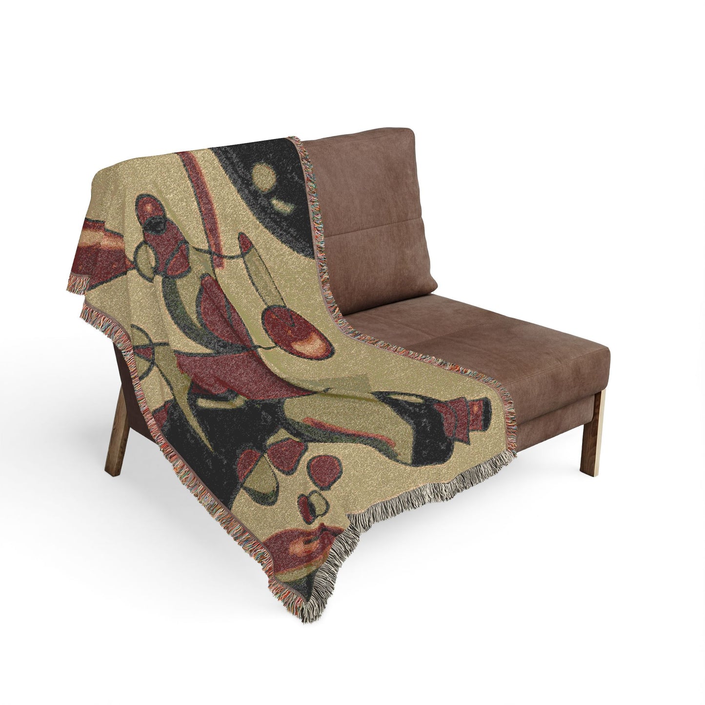 Mid Century Modern Abstract Woven Throw Blanket – Retro Art Deco Geometric Design