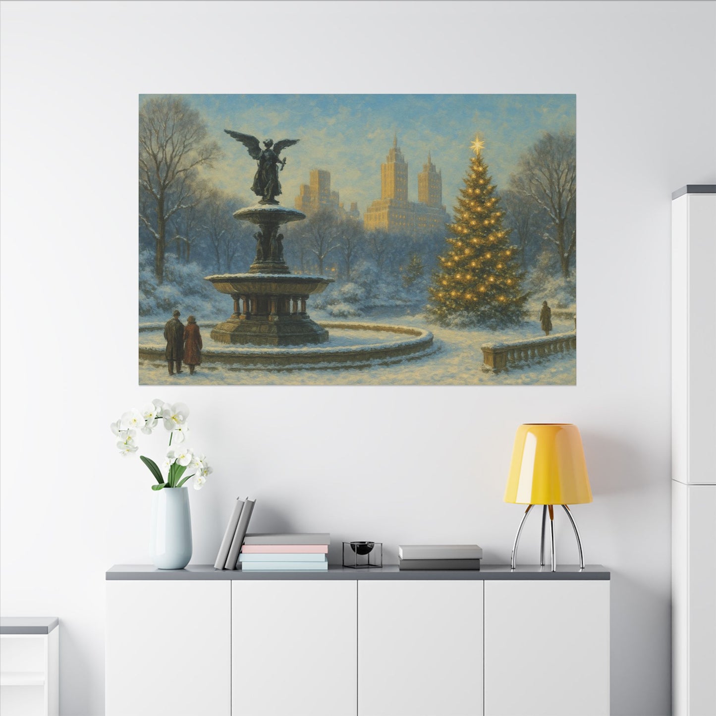 Vintage Christmas's Canvas, Bethesda Terrace Christmas Canvas Print, Central Park NYC  Art