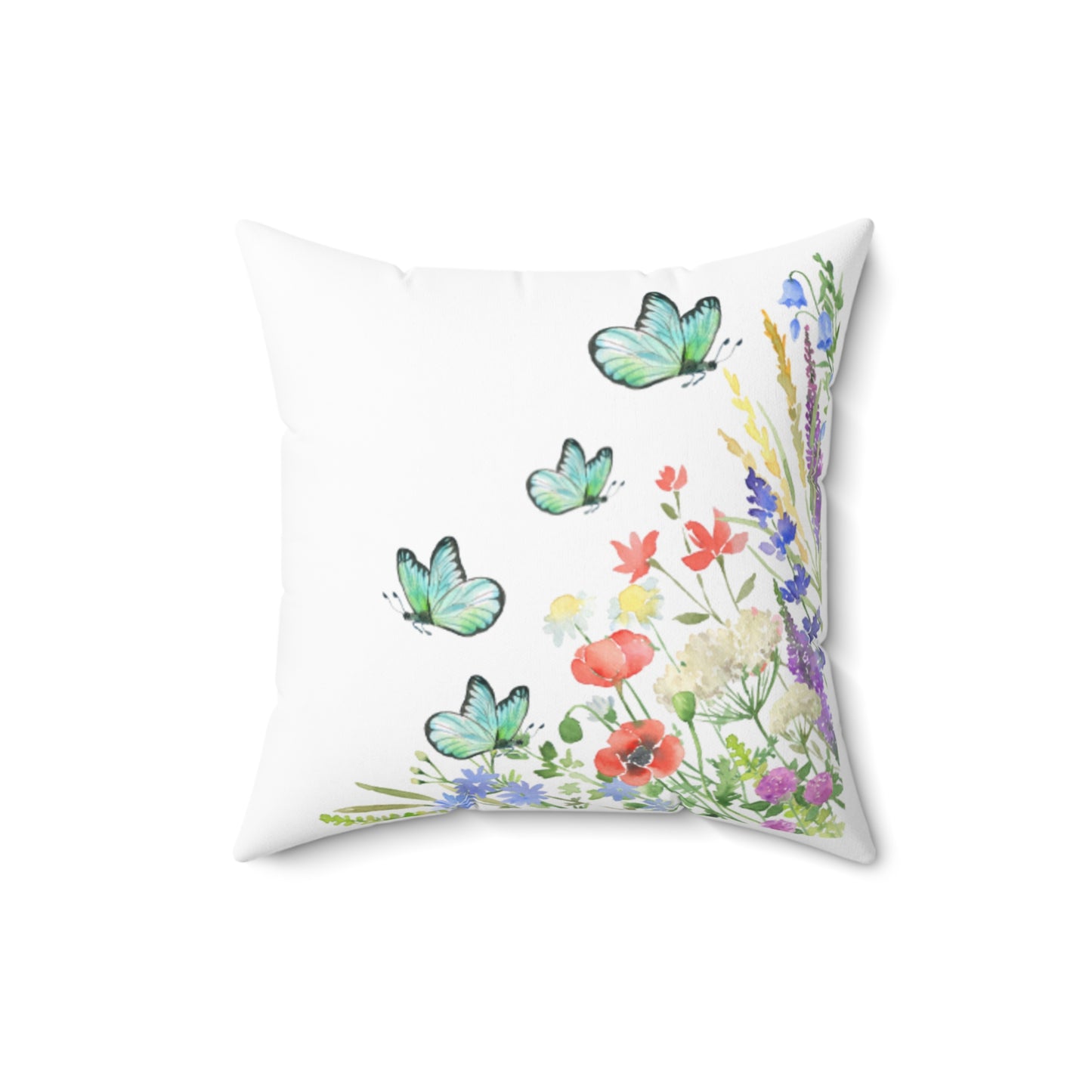Butterfly Garden Square Pillow | Beautiful Floral Boho Throw Cushion