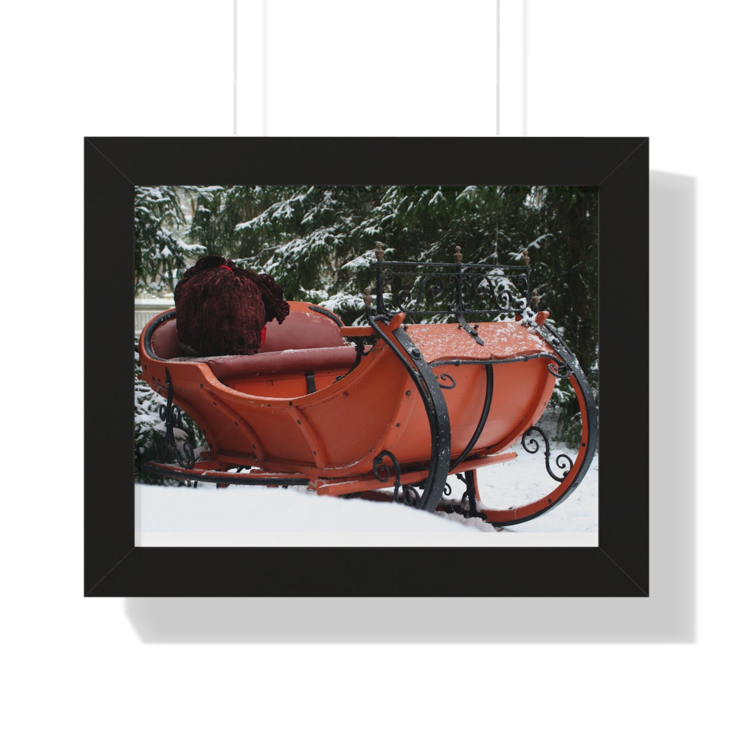 Santa Sleigh Christmas Wall Poster Art Santa's Sleigh Snowy Scene Mantle Art
