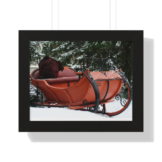 Santa Sleigh Christmas Wall Poster Art Santa's Sleigh Snowy Scene Mantle Art