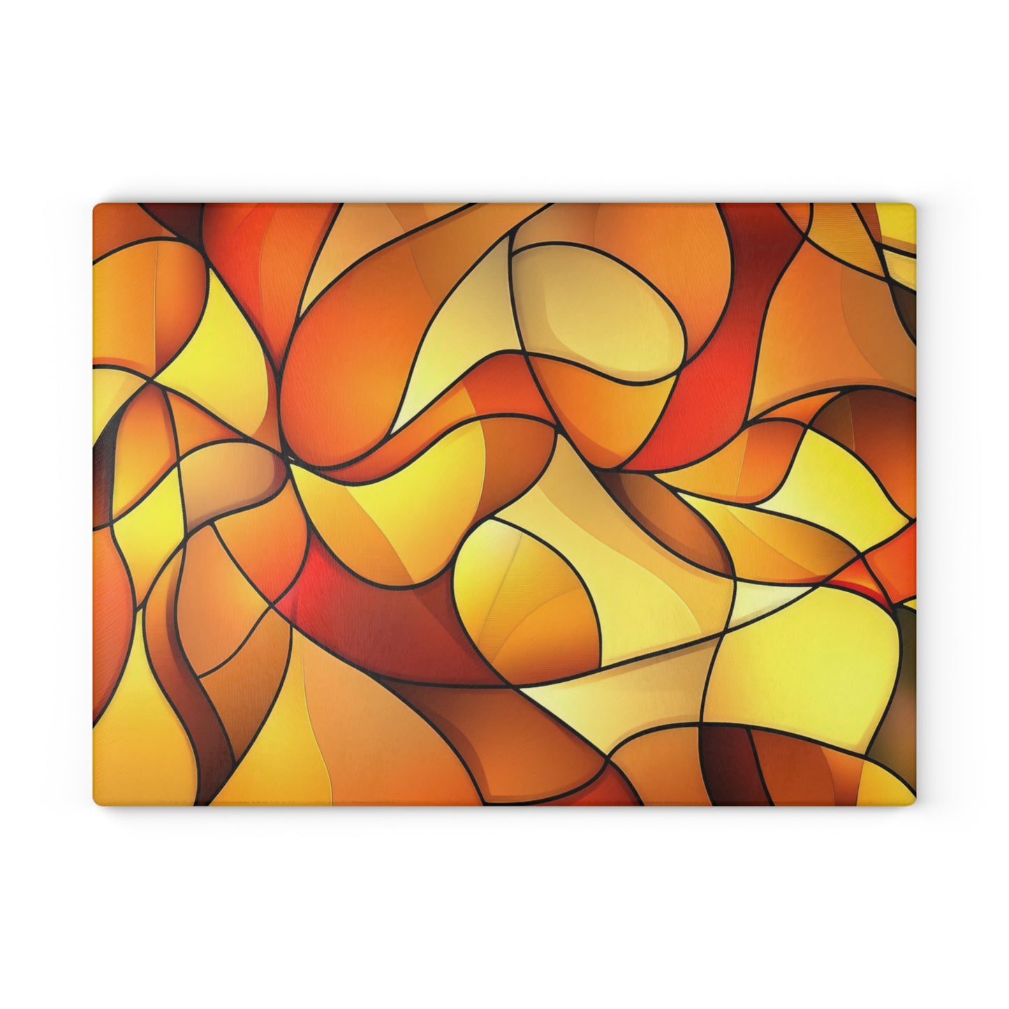 Orange Stained Glass Swirl Cutting Board | Autumn Kitchen Decor