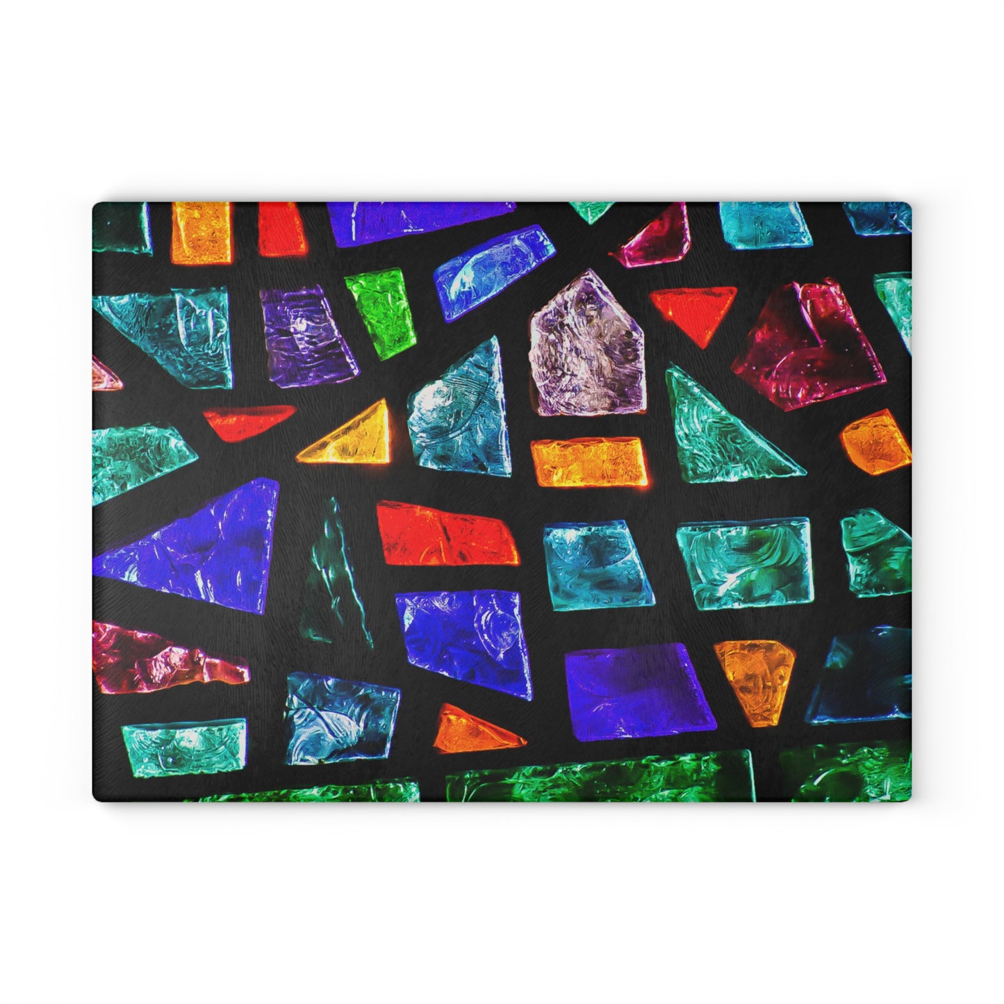 Stained Glass Mosaic Glass Cutting Board | Colorful Geometric Decor
