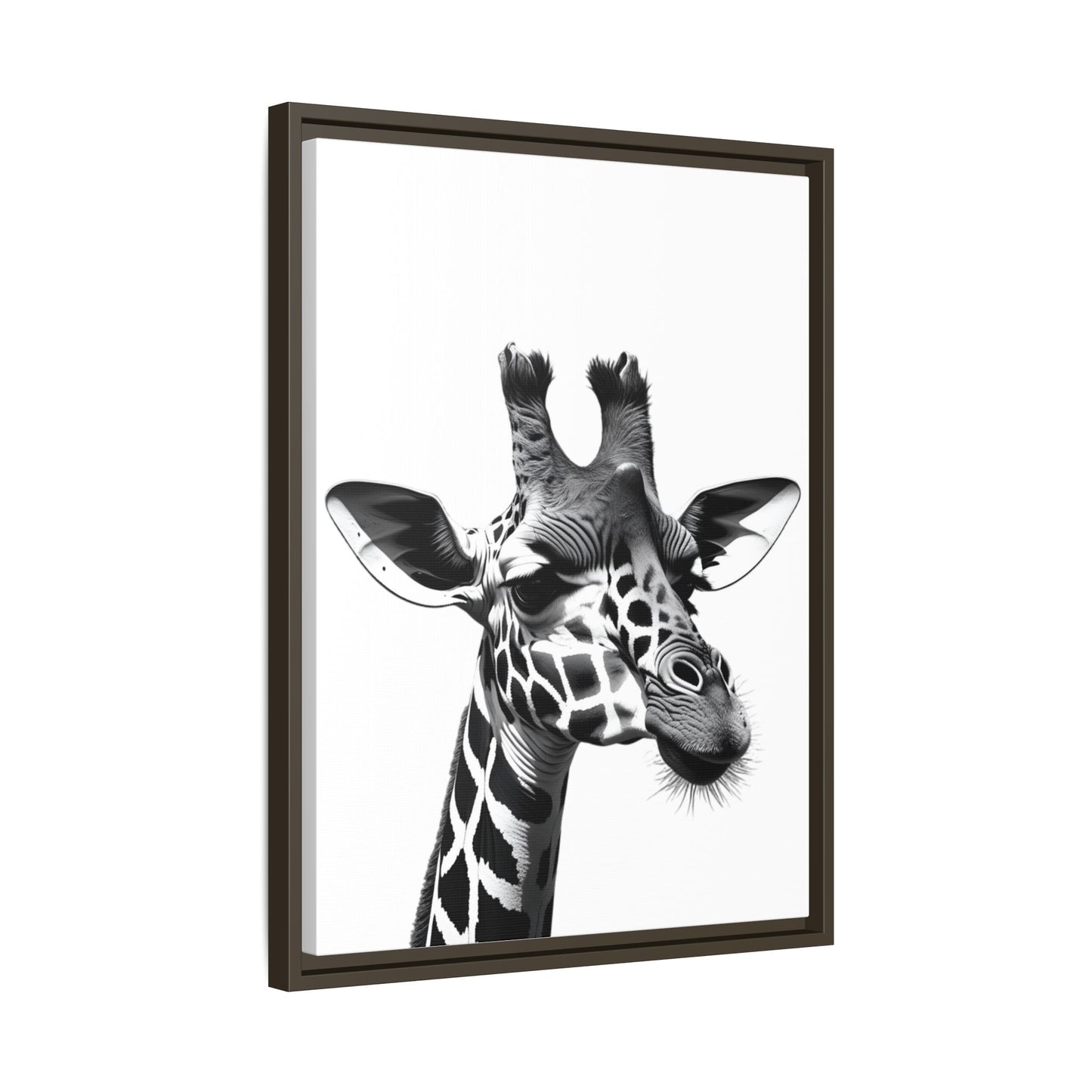 Black and White Giraffe Wall Art – Framed Safari Animal Canvas Print