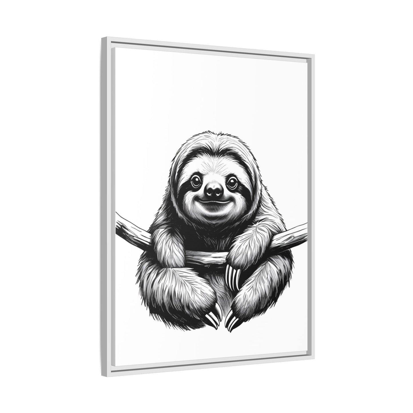 Adorable Sloth Hanging from Tree Branch Black & White Animal Wall Art, Cute Sloth Print, Jungle Theme Nursery Decor, Baby Shower Gift