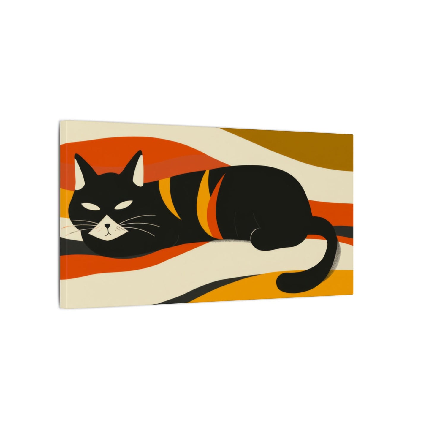 Illustration of a black cat on a colorful abstract background