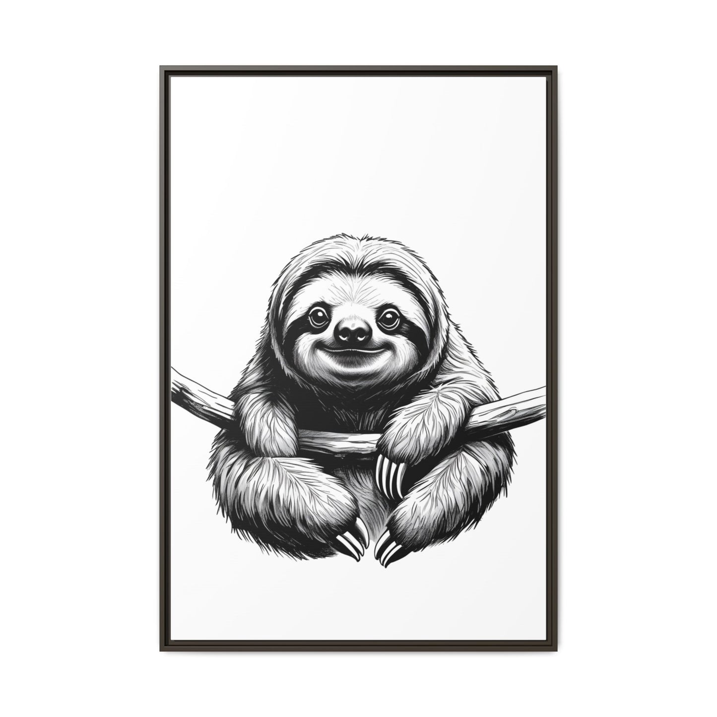 Adorable Sloth Hanging from Tree Branch Black & White Animal Wall Art, Cute Sloth Print, Jungle Theme Nursery Decor, Baby Shower Gift