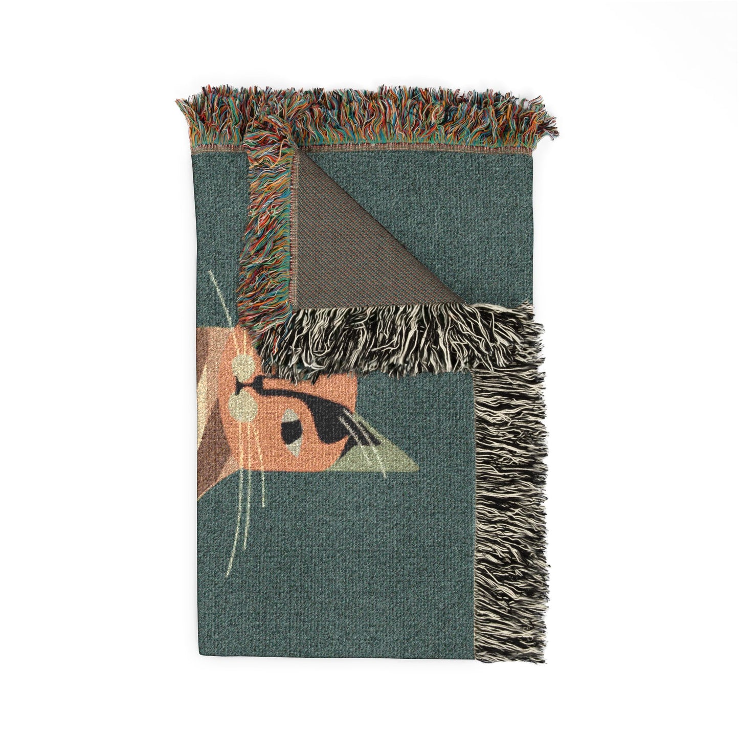 Mid Century Modern Cat Woven Throw Blanket | Retro Feline Decor