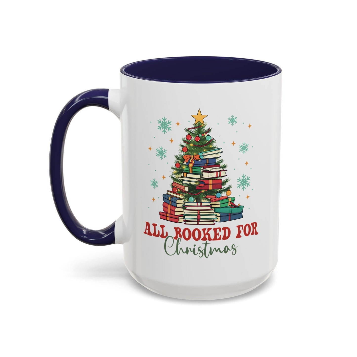 Christmas Booked Coffee Mug (11, 15oz) Holiday Book Lover Gift Festive Reading Mug Xmas Tree Teacher Gift