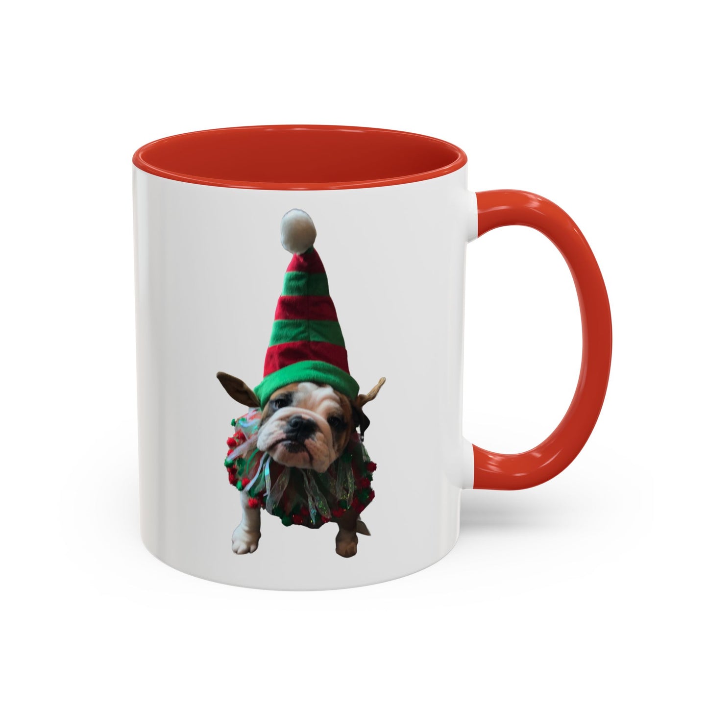Funny Christmas Bulldog Mug – Cute Dog Elf Holiday Coffee Cup – Bulldog Lover Gift – Christmas Dog Mug – Festive Puppy Mug