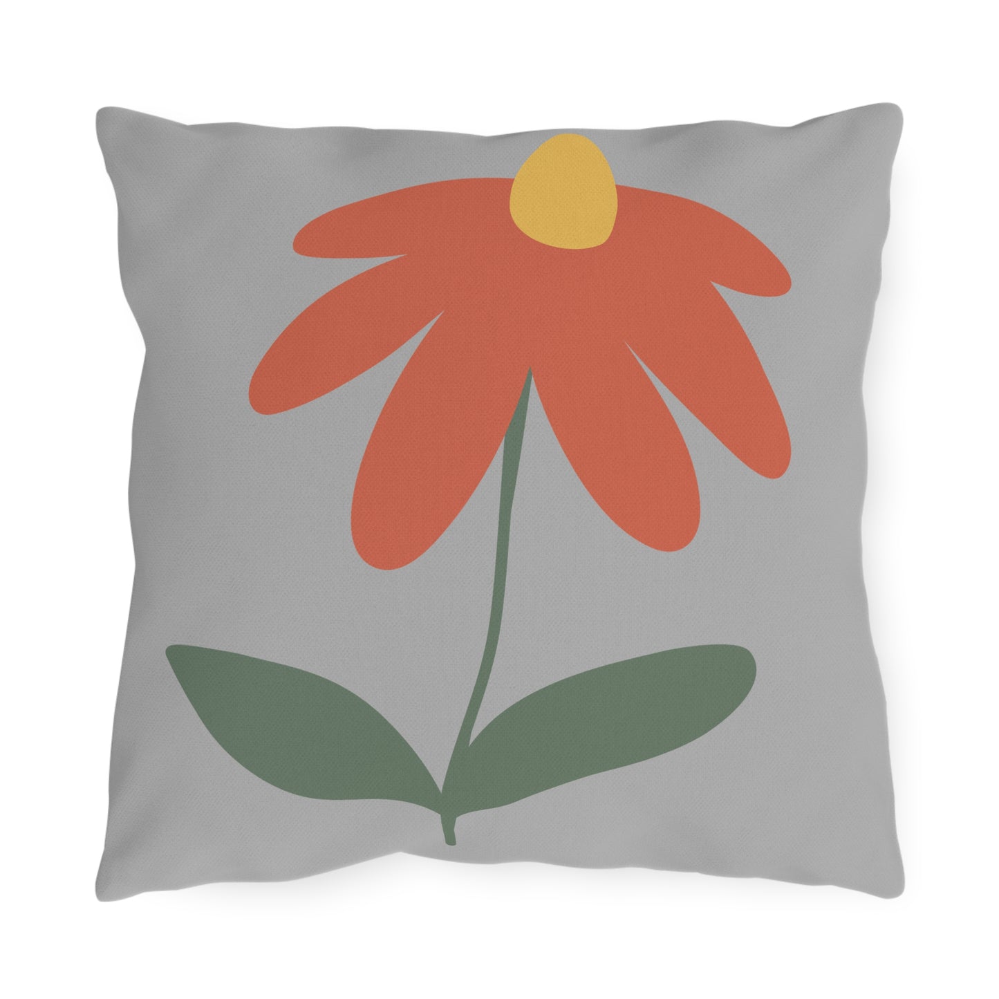 Boho Floral Outdoor Pillow – Orange Flower Patio Cushion, Garden Gift