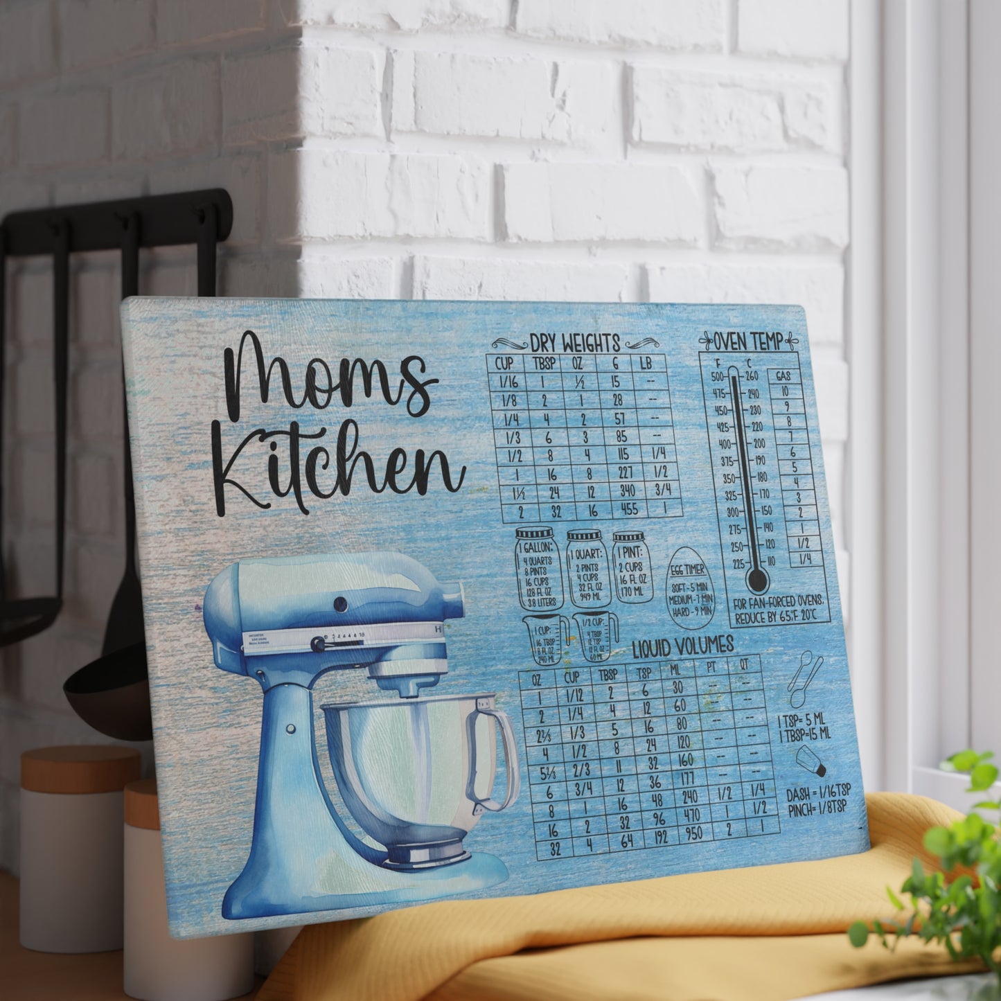 Glass Cutting Board with Conversion Charts | Baking Kitchen Gift