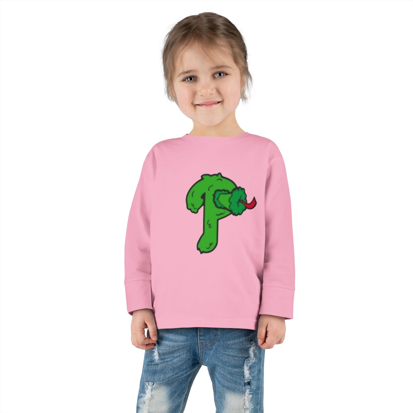 Funny Cartoon Mascot Toddler Long Sleeve Tee | Baseball Fan T-Shirt