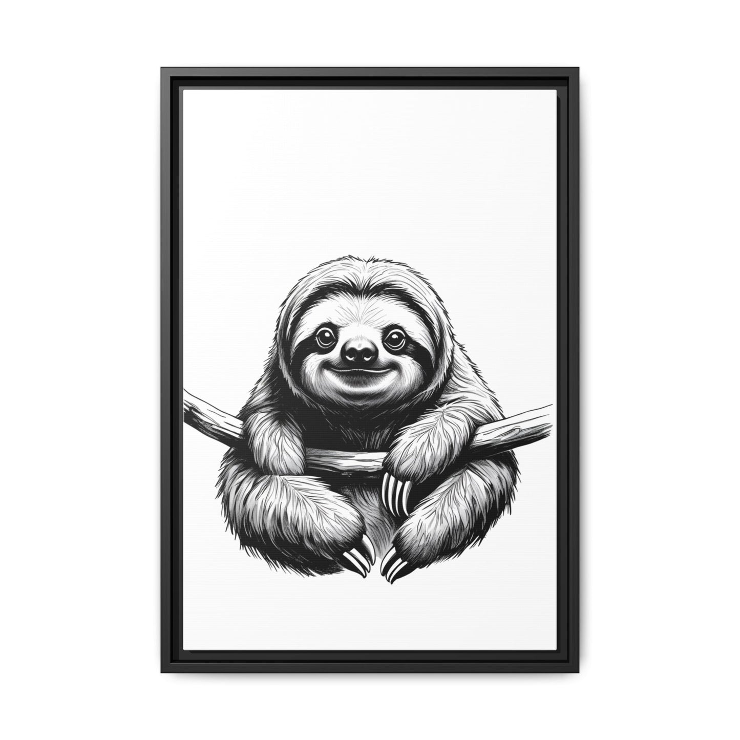 Adorable Sloth Hanging from Tree Branch Black & White Animal Wall Art, Cute Sloth Print, Jungle Theme Nursery Decor, Baby Shower Gift