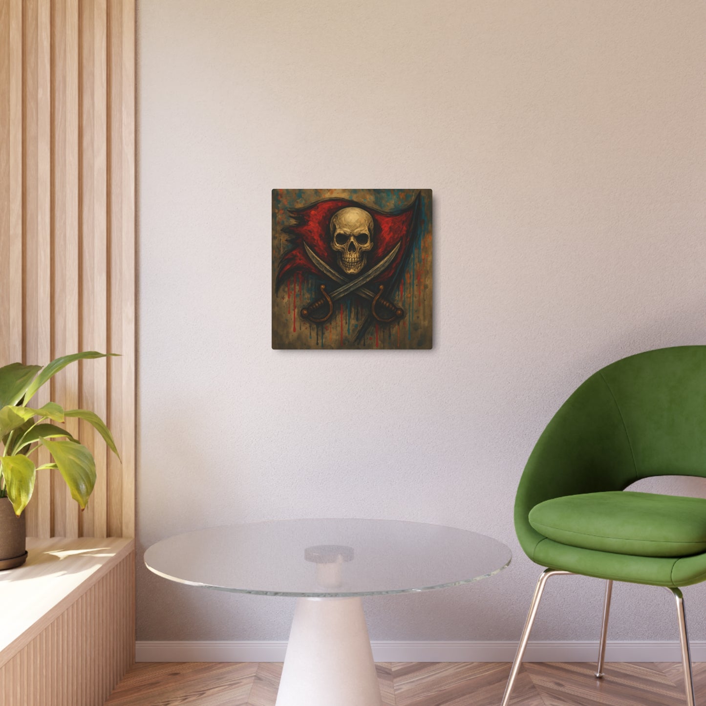 Skull and Crossed Swords Metal Art Sign | Pirate Skull Wall Decor
