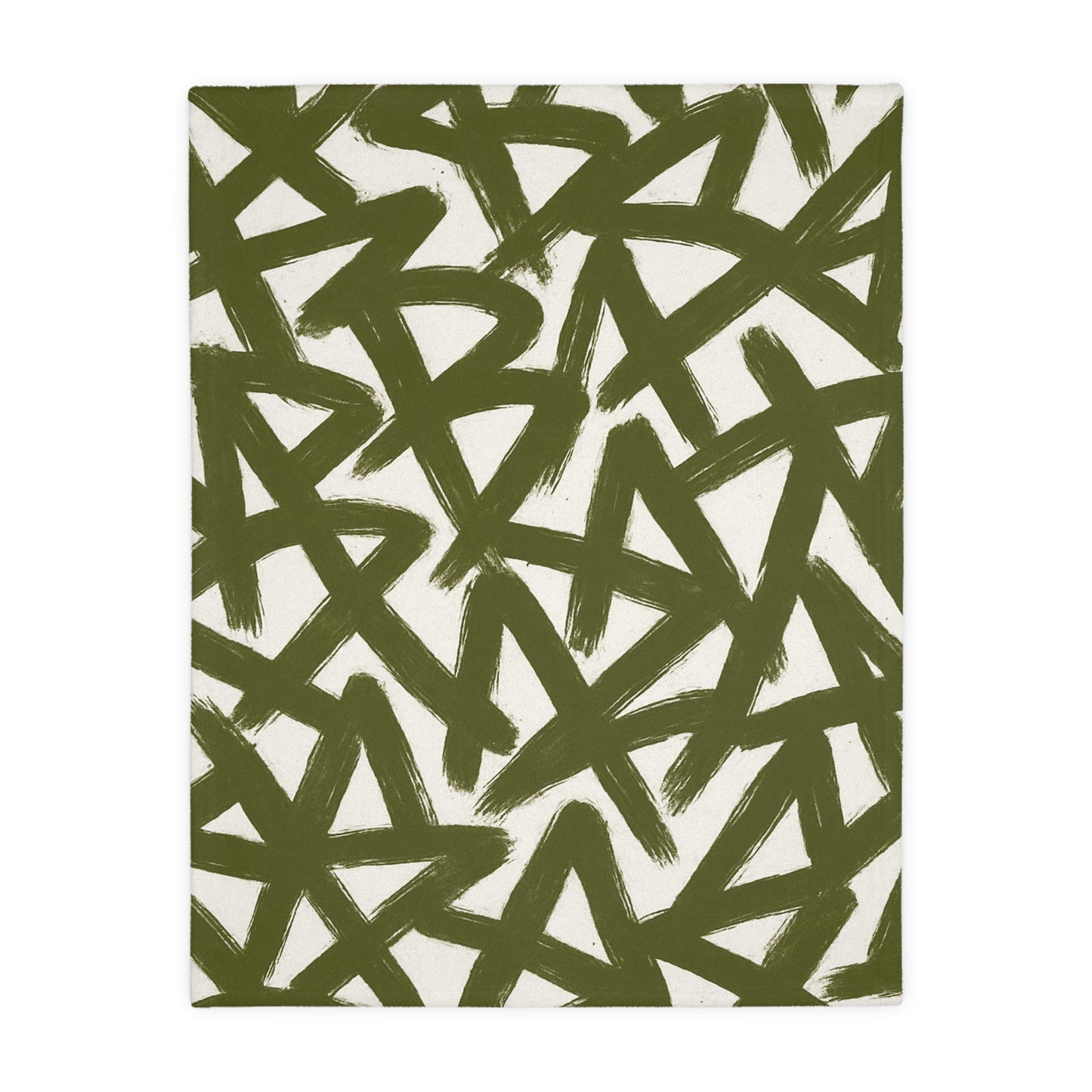 Olive Brushstroke Star Pattern Blanket | Abstract Graffiti Throw