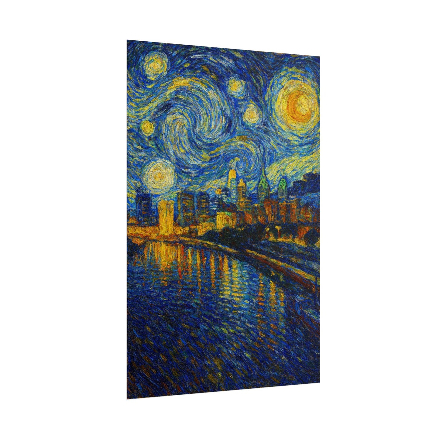 Philadelphia Starry Night City Skyline Rolled Poster | Van Gogh Style Print