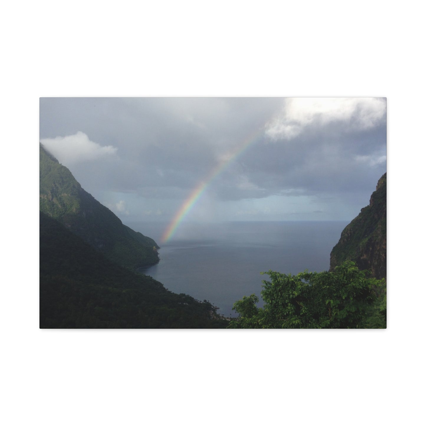 St. Lucia Pitons Rainbow Canvas Art | Caribbean Landscape Photography