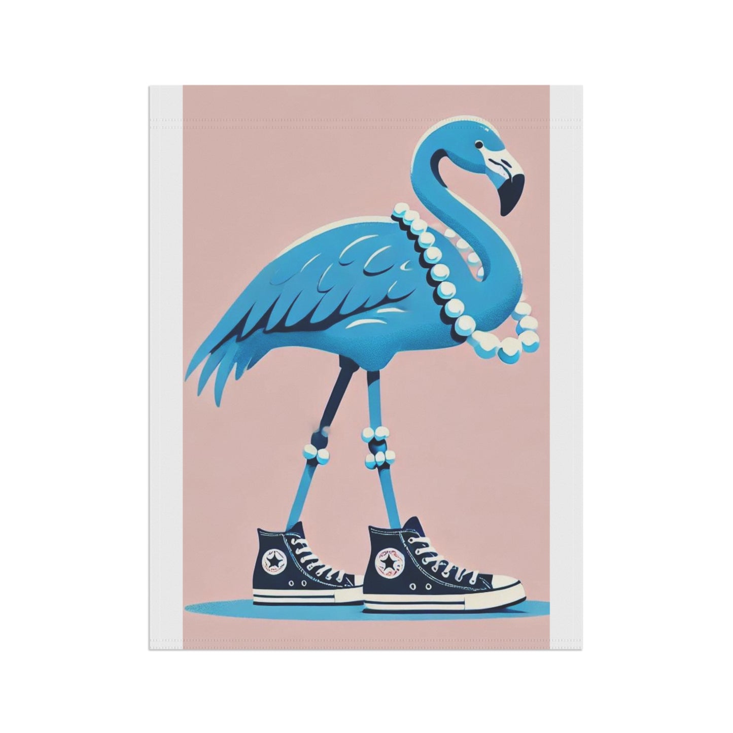 Blue Flamingo, Garden Flag, Pearls, High Top Sneakers