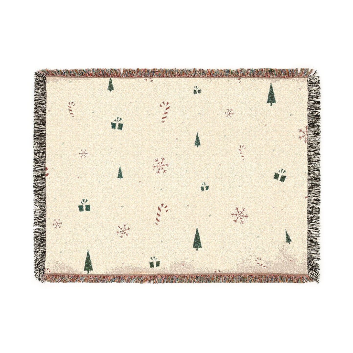 Christmas Trees & Candy Cane Woven Throw Blanket | Cozy Holiday Decor